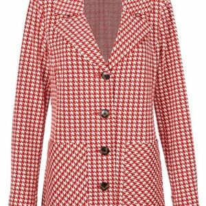 CAbi Red and White Checkered Blazer